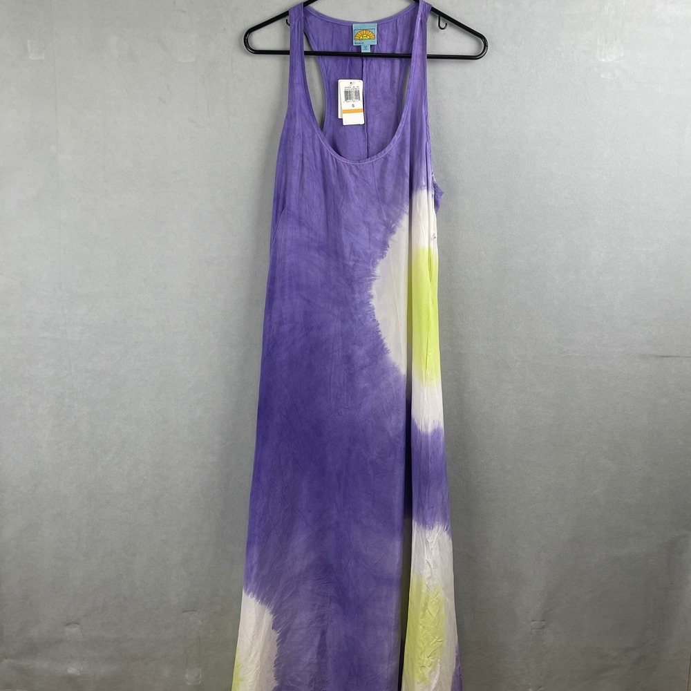 C&C California Mojave Aster Multi Tie Dye Maxi Dress Purple Boho Hippie S New